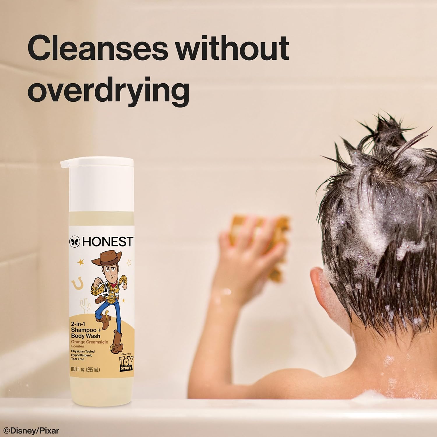 The Honest Company Cleansing 2-In-1 Shampoo + Body Wash, Gentle On Skin, Dermatologist Tested, Tear Free, Hypoallergenic, Disney And Pixar'S Toy Story, Orange Creamsicle