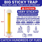 Fly Stick Sticky Fly Traps For Indoors Outdoor 4Pk. Non-Toxic Super Sticky Hanging Flies Catcher Paper Tape Strips For Home. Catches All Bugs And Gnats. Indoor Outdoor House Flying Insect Trap.