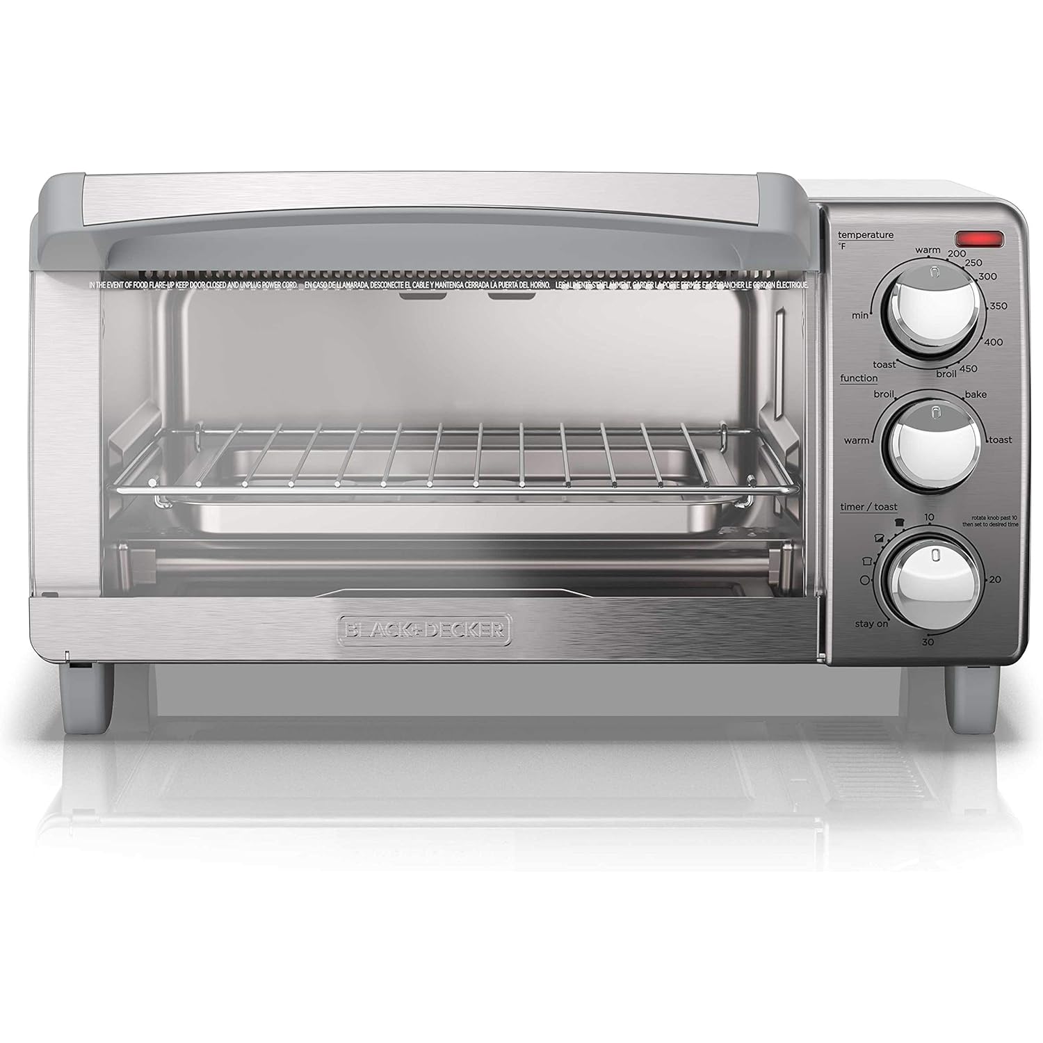 BLACK+DECKER 4-Slice Toaster Oven with Natural Convection, Stainless Steel, TO1760SS (TO1760SST-1)