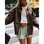 Prettygarden Women'S Faux Leather Motorcycle Jacket Trendy Fall Spring Clothes Oversized Zip Up Winter Coat Outerwear