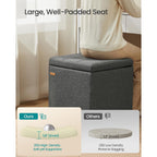 Songmics Square Storage Ottoman, Foot Stool Footrest With Legs, Ottoman Cube With Hinged Lid, For Living Room, Bedroom, 16.9 X 16.9 X 18.1 Inches, Linen-Look Fabric, Slate Gray Ulom509Gn01