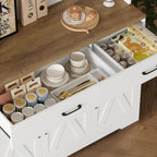 Hostack 71"H Kitchen Pantry Storage Cabinet, Farmhouse Hutch Cabinet, White | Space-Saving Pantry Cabinet With Charging Station & 2 Large Drawers & Adjustable Shelves, Tall Kitchen Hutch For Dining Room