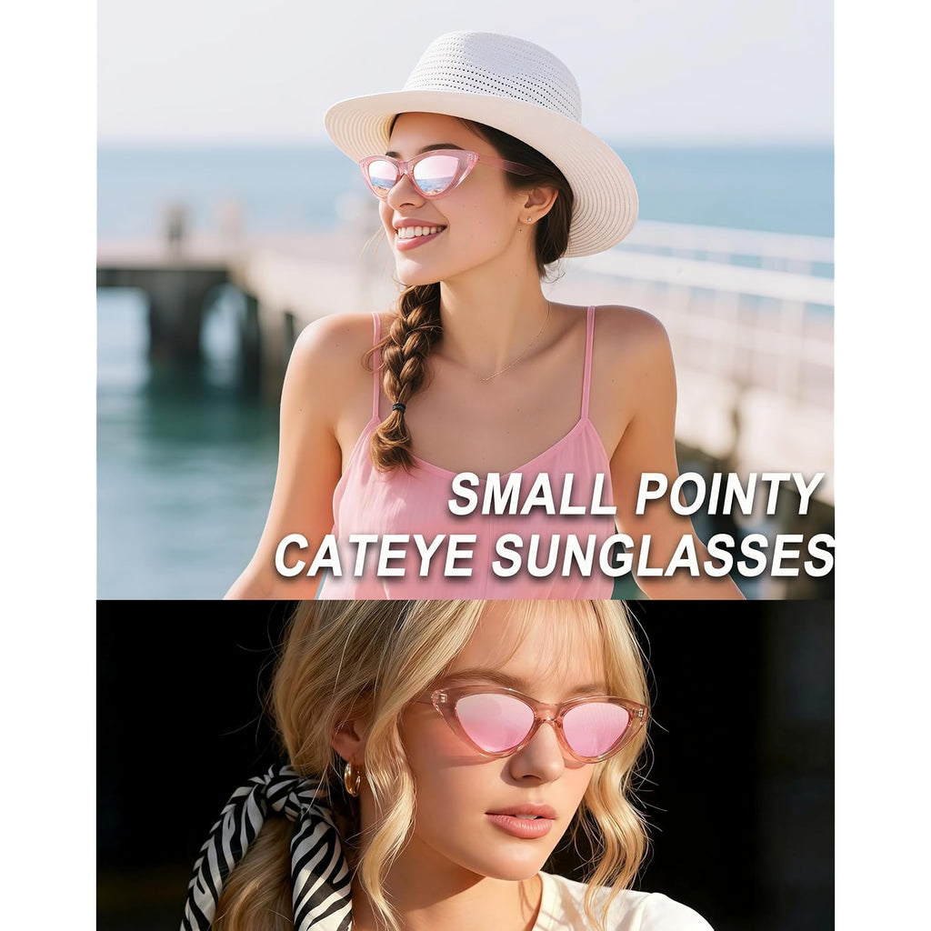 Joopin Polarized Cat Eye Sunglasses for Women Vintage Cateye Sun Glasses UV400 Protection A13-pink Mirrored Pink