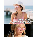 Joopin Polarized Cat Eye Sunglasses for Women Vintage Cateye Sun Glasses UV400 Protection A13-pink Mirrored Pink
