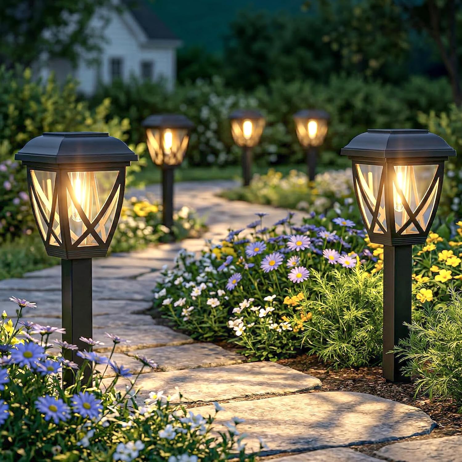 Solar Pathway Lights Outdoor 10 Pack, Auto On/Off Waterproof Solar Garden Lights, Energy Saving Led Landscape Outside Lights For Yard, Walkway, Patio & Driveway Decor