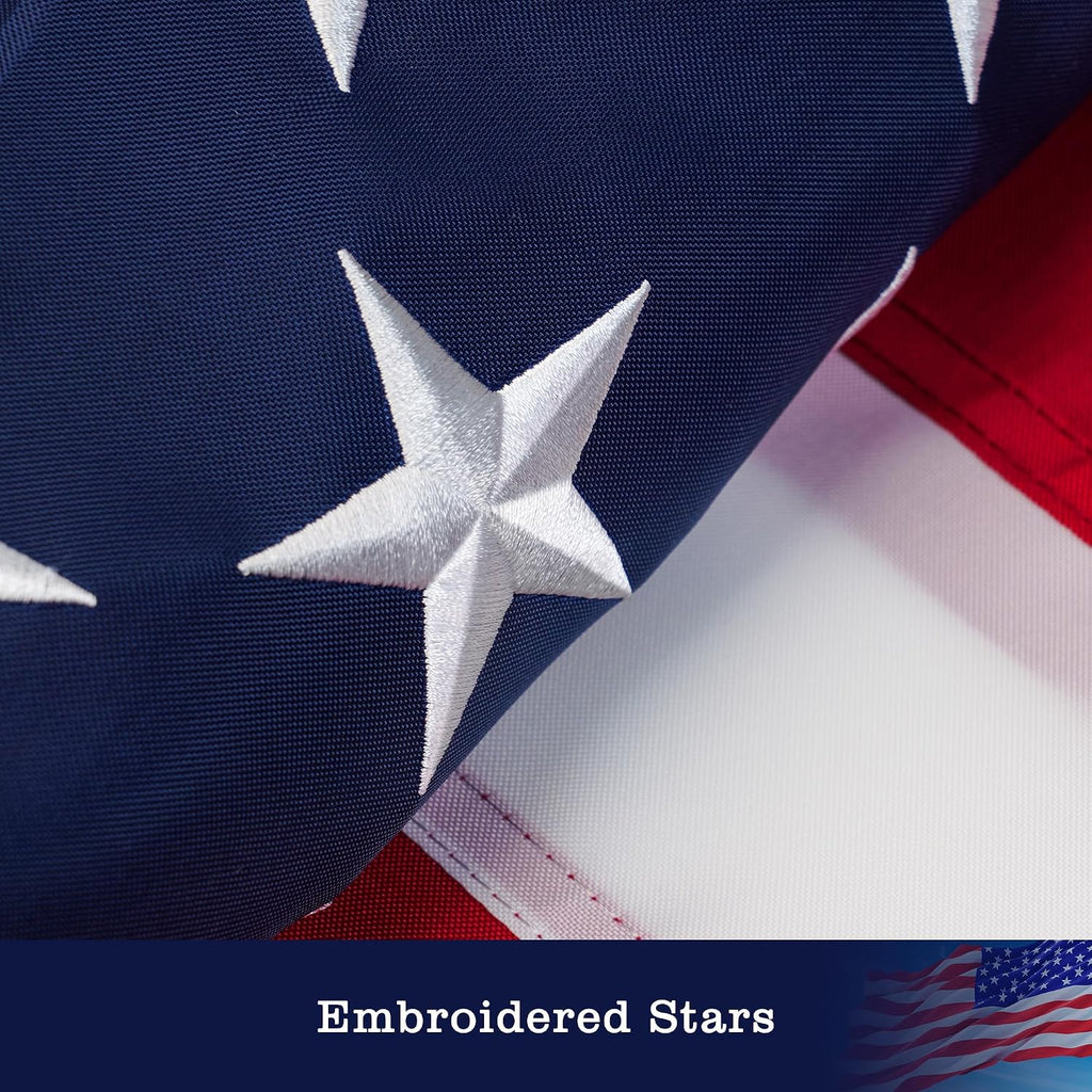 American Flag 3 X 5Ft, 350D Polyester Heavy Duty American Flags For Outside, Long-Lasting Us Flag With Embroidered Stars, Sewn Stripes, Brass Grommets, High Wind Proof Usa Flags For Outdoor