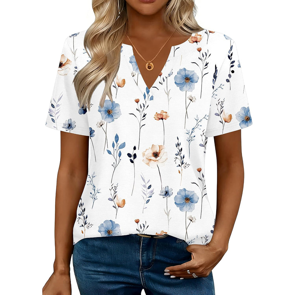 Zeagoo Womens Tops Short Sleeve V Neck Tee Shirts Cute Dressy Casual Clothing Business Work Blouse