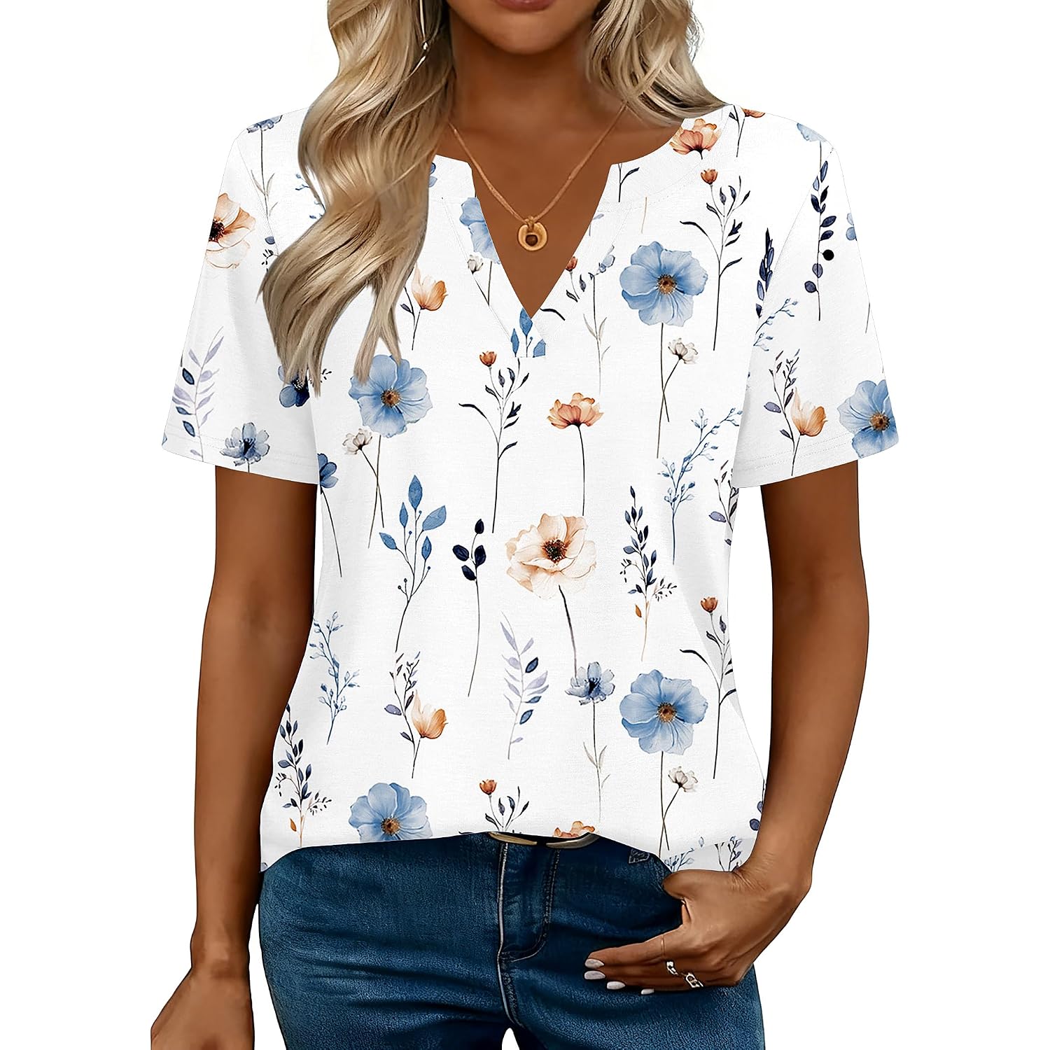 Zeagoo Womens Tops Short Sleeve V Neck Tee Shirts Cute Dressy Casual Clothing Business Work Blouse