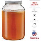 1 Gallon Glass Jar With Lid – 2 Pack Large Glass Jar With Airtight Metal Lids - USDA Approved BPA-Free Dishwasher Safe, Wide Mouth Sun Tea Jar, Gallon Mason Jar for Storage, Fermenting, And Brewing
