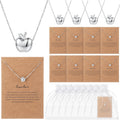 20 Sets Teacher Appreciation Gifts for Women Bulk Silver Apple Necklace Dainty Thank You Gifts Teacher Appreciation Week Graduation Party Favors with Card and Organza Bags(Silver)