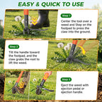 Stand Up Weed Puller Tool, 4-Claw Steel Head Deep Root Extractor With Dual-Eject Design, Real Bamboo Long Handle & Metal Anti-Slip Pedal, No Bending Dandelion Remover For Garden Lawn Yard