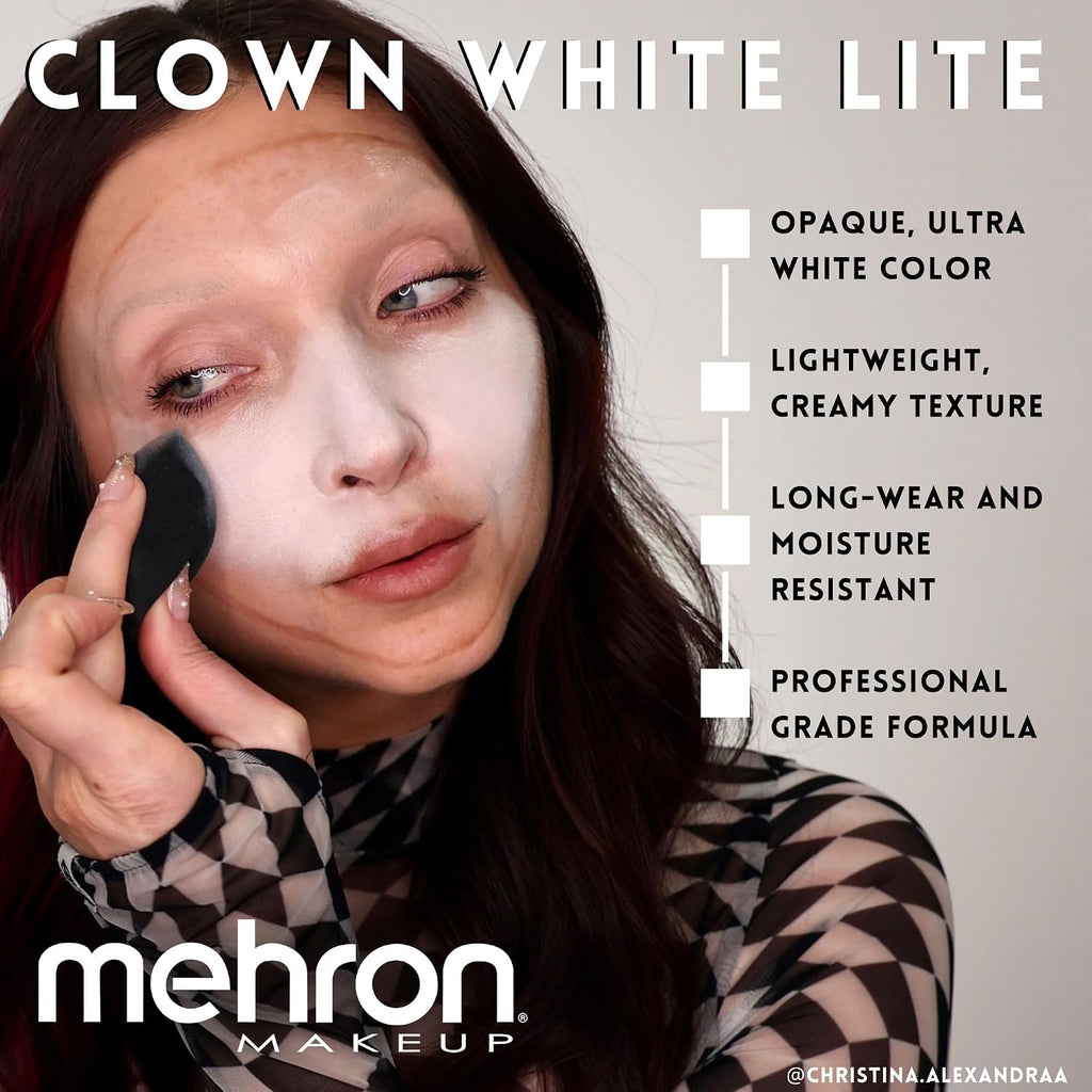 Mehron Makeup Clown White Lite | Professional Face Paint & Body Paint | White Cream Face Paint For Clown Makeup, Stage, Film, Cosplay, Mime, & Halloween 2 Oz (56G) | Made In The Usa