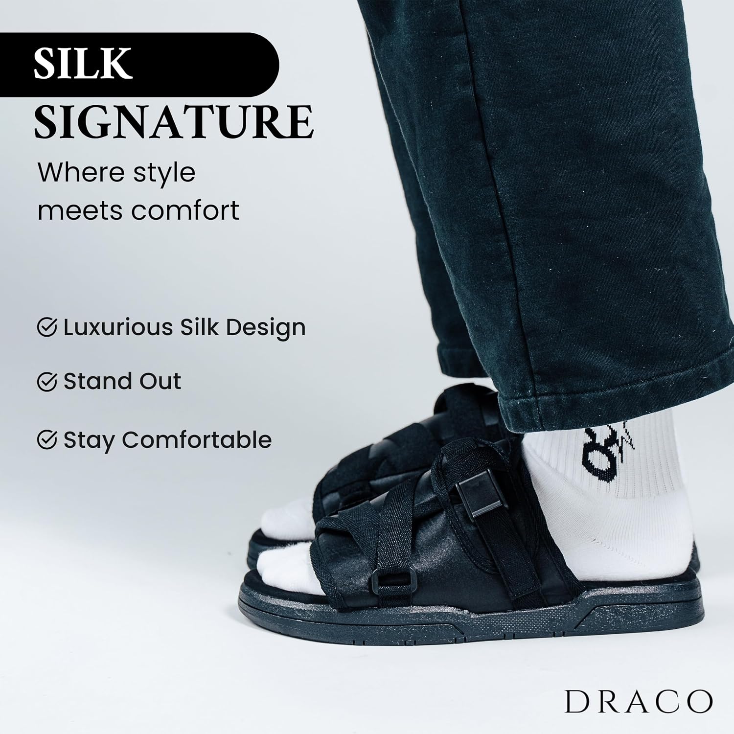 Draco Dracoslides Original Slides For Men And Women, Made From Silk With Adjustable Straps For Wide/Narrow Feet, Sandals With Arch Support & Slip Resistant, Men & Women Footwear