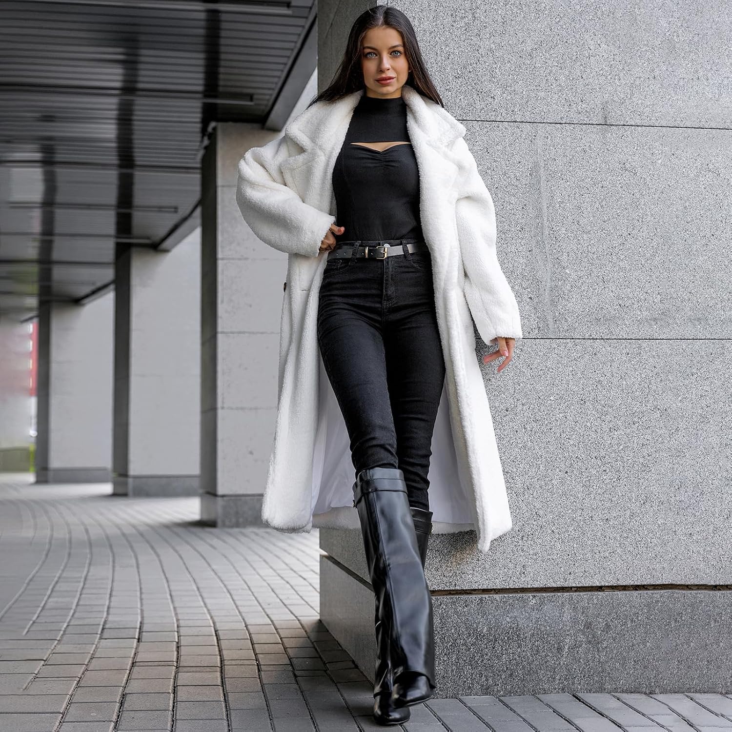 Fold Over Boots Women'S Knee High Shark Boots Round Toe Wedge Heel Flat Shoes For Fall Winter Dress Shoes