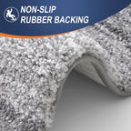OLANLY Bathroom Rug Set 2 Piece, Soft Absorbent Microfiber Bath Mats and U-Shaped Contour Toilet Rug, Non-Slip, Machine Wash Dry, Plush Shaggy Bath Mats for Bathroom (24"x16"+24"x20", Grey)