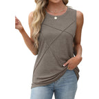 Women's Sleeveless Summer Crewneck Loose Fit Tank Tops