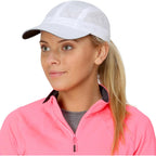 TrailHeads Women's Race Day Performance Running Cap, Lightweight & Quick Drying Mesh Sports Hat with Reflective Trim White