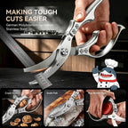 Mad Shark Heavy Duty Poultry Shears, Kitchen Shears With Non-Slip Handle & Safety Lock, All Purpose Kitchen Scissors For Chicken, Meat Cutting, Turkey, Fish, Vegetables, Spring Loaded, Dishwasher Safe