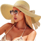 Beach Sun Hats for Women,Wide Brim Straw Hat Floppy Packable UPF 50+ UV Protection with for Summer