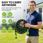 Non-Expandable Garden Hose 25 Ft Water Hose With 10-Function Spray Nozzle | Yard Hose Heavy Duty Steel Metal Flexible,Durable Fabric Skin,No Kinks & Leak-Proof With Upgraded Handle Hose Pipe Outside