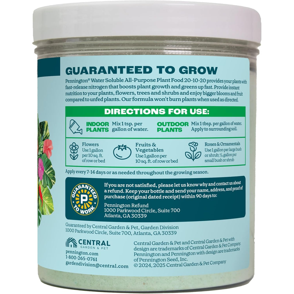 Pennington Water Soluble All Purpose Plant Food 20-10-20-1.5 Lb