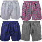 Falari 4-Pack Men'S Boxer Underwear, 100% Cotton, Premium Quality, One-Button Fly