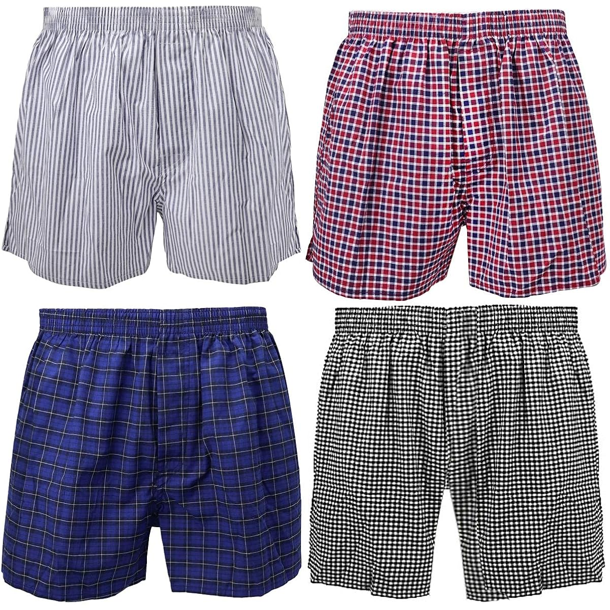 Falari 4-Pack Men'S Boxer Underwear, 100% Cotton, Premium Quality, One-Button Fly