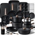 Carote 44Pcs Nonstick Kitchen Titanium Cookware Sets, Nonstick Pots And Pans, Induction Cookware Set Kitchen Cooking Sets, Non Stick W/Frying Pan,Black