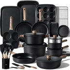 Carote 44Pcs Nonstick Kitchen Titanium Cookware Sets, Nonstick Pots And Pans, Induction Cookware Set Kitchen Cooking Sets, Non Stick W/Frying Pan,Black