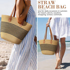 Beach Bags for Women, Summer Straw Beach Bag Straw Purse Shoulder Handbags Large Beach Tote for Summer Vacation