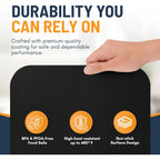 Toaster Oven Liners for Bottom of Oven (4 Pack) Reusable Non-Stick Heat Resistant Toaster Liners, Compatible with Breville, Cuisinart, Black & Decker, Dash, and More - Air Fryer Liners 12"x12" (Black)