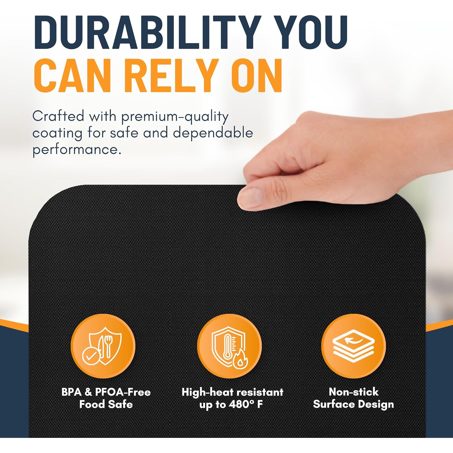 Toaster Oven Liners for Bottom of Oven (4 Pack) Reusable Non-Stick Heat Resistant Toaster Liners, Compatible with Breville, Cuisinart, Black & Decker, Dash, and More - Air Fryer Liners 12"x12" (Black)