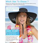 Senker Fashion Beach Hats for Women, Floppy Straw Sun Hat Embroidered Wide Brim for Summer Honeymoon Vacation Cruise