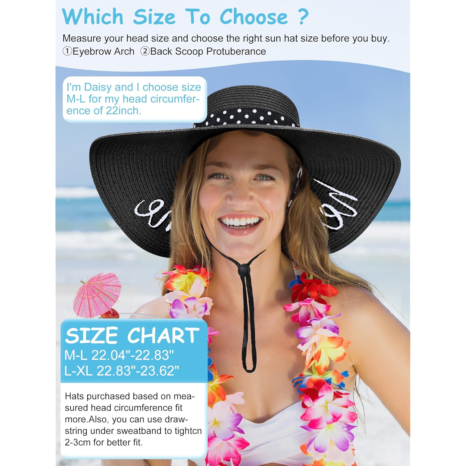 Senker Fashion Beach Hats for Women, Floppy Straw Sun Hat Embroidered Wide Brim for Summer Honeymoon Vacation Cruise