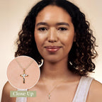 GILDED Small 10 Karat Yellow Gold Natural Round-Cut Diamond Accent 3 Stone Cross Pendant with an 18 Inch Chain