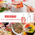 2026 Upgraded 8PCS Seafood Tool Set, Includes 2 Crab Leg Crackers, 2 Stainless Steel Crab Forks, 2 Lobster Shellers, 1 Crab Scissors and 1 Storage Box, Nut Crackers for Crab Legs (8 Pcs)