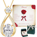 Necklace Gift for Anniversary Birthday: 2ct Oval Infinity Pendant 14k Gold necklace for women - Anniversary Birthday Valentine Love for Wife, Girlfriend – Hypoallergenic Daily Wear Jewelry with Gift Box