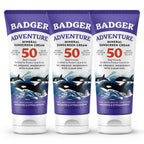 Badger Biodegradable Reef Safe Sunscreen, Spf 50 Unscented Zinc Oxide Sunscreen, 98% Organic Ingredients, Water Resistant Adventure Sport Sunblock, 2.9 Fl Oz, 3-Pack