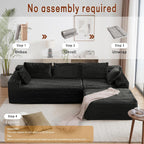 Korser 108" L-Shaped Modular Sectional Sofa With Chaise, Boneless Comfy Corduroy Fluffy Couch With Deep Seat And Side Pockets, Flexible Module Combination For Living Room, No Assembly, Side Pockets