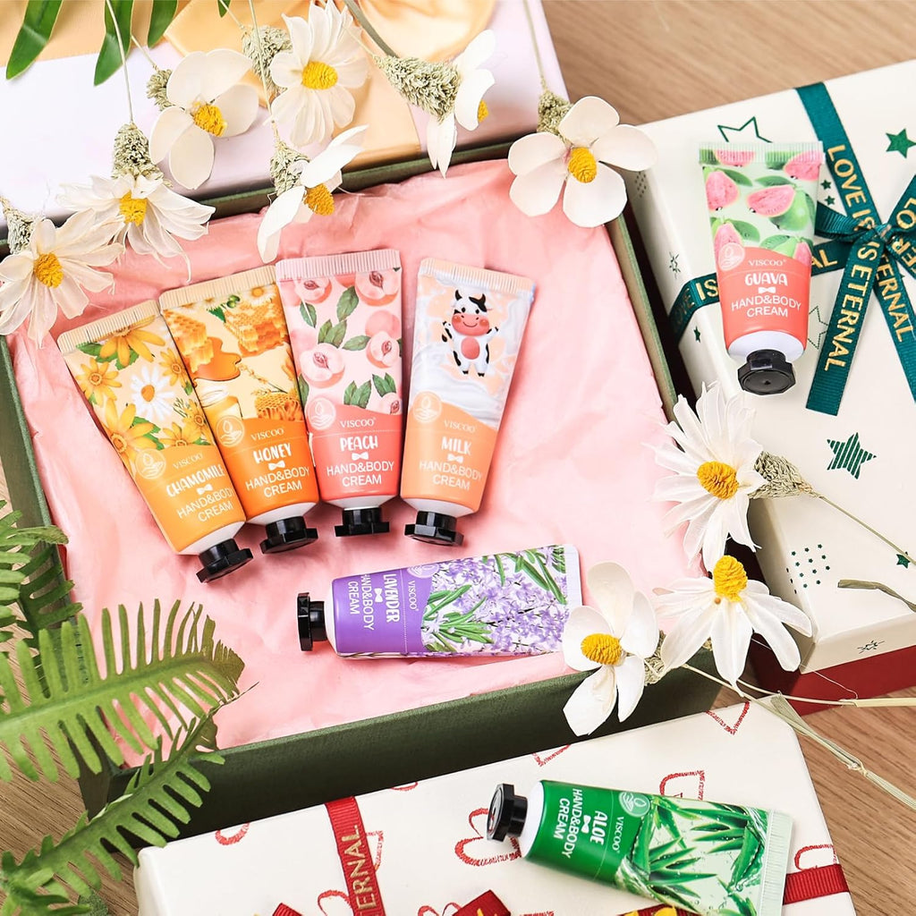 VISCOO 7 Pack Hand Cream Gifts Set for Women, Mothers Day Gifts, Teacher Appreciation Gift, Nurses Week Gift, Bulk Gifts for Women, Moisturizing Mini Hand Lotion Travel Size for Dry Cracked Hands