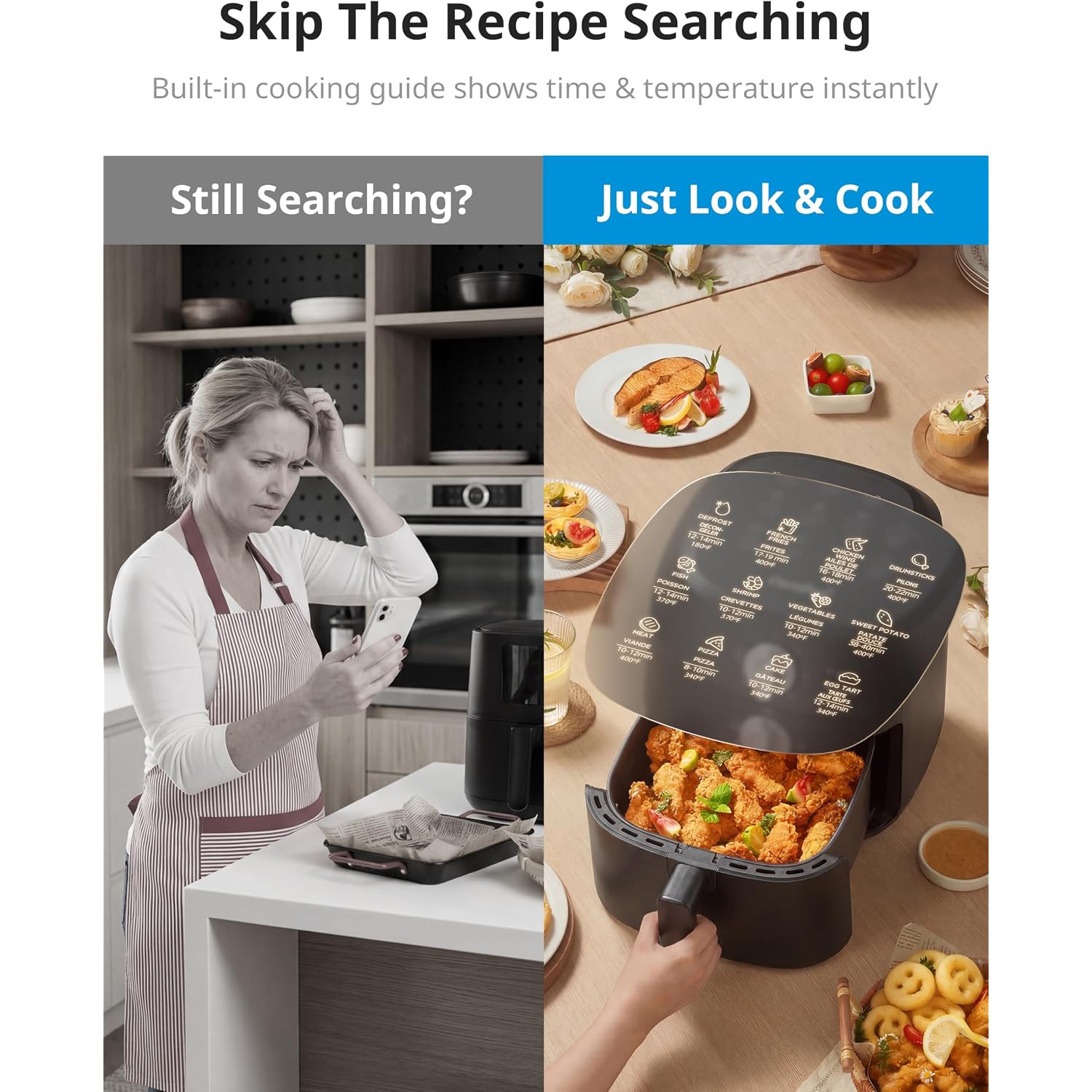 Comfee' Compact 2.1 Quart Air Fryer With 12 Presets Menu Options, Adjustable Timer & Temperature Control 180-400 Degrees F, Dishwasher-Safe Nonstick Fry Basket