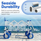 Sekey Heavy Duty Beach Wagon With 9" Big Sand-Proof Wheels, 300L Oversized Foldable Beach Cart With Cooler| Adjustable Handle & Balloon Tires For Sand, Camping,Vacation