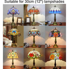 Tiffany Style Metal Table Lamp Base, 18'' Aluminum, Fits 12'' Tiffany Stained Glass Lampshades, E26 Bulb, Push Button