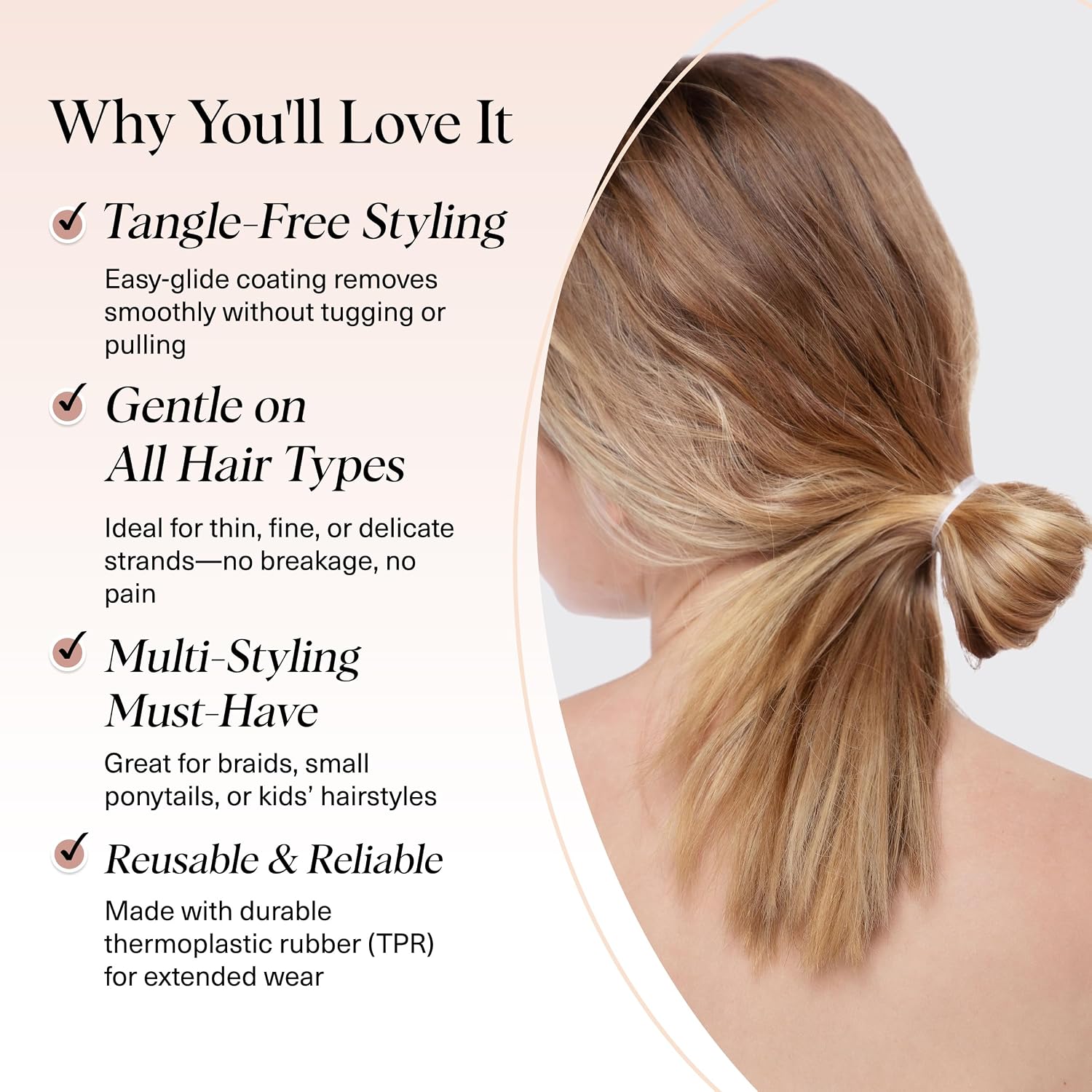 Kitsch Hair Ties No Damage For Kids, Teens And Women - Rubber Bands For Hair Styling | No Snag Hair Elastics | Daily Hair Accessories - 500Pcs (Clear)