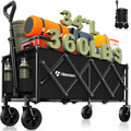 34'' Extra Long Folding Portable Wagon Cart, 120L 360Lbs Black | Wagons Carts Foldable, Heavy Duty, Collapsible Compact Storage, Utility For Shopping/Grocery/Garden/Camping/Sports