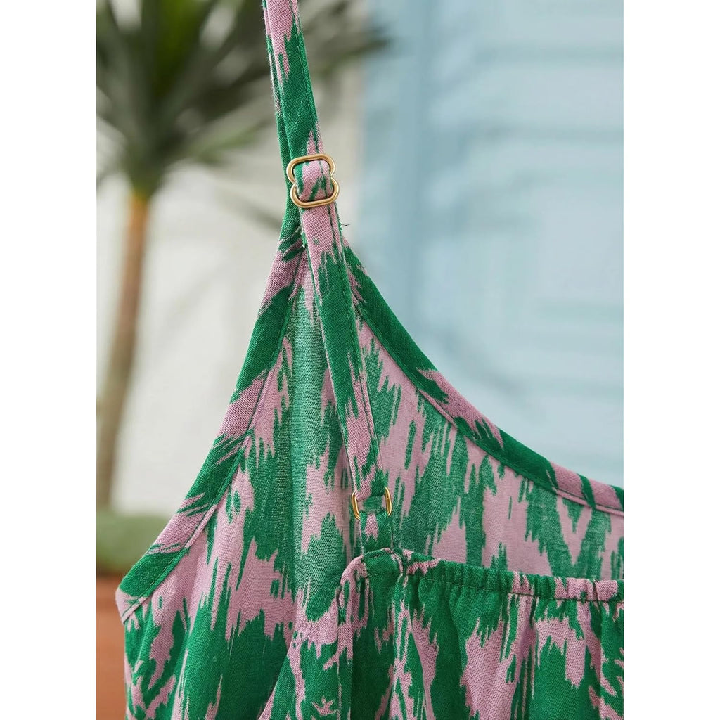 Dokotoo Summer Dresses For Women 2026 Spaghetti Strap Sexy Deep V Neck Smocked Ruffle Flowy Boho Dresses