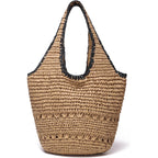 Jollque Straw Bag For Women, Raffia Tote Large Summer Beach Purse Woven Shoulder Bags Boho Vacation Handbag With Zipper