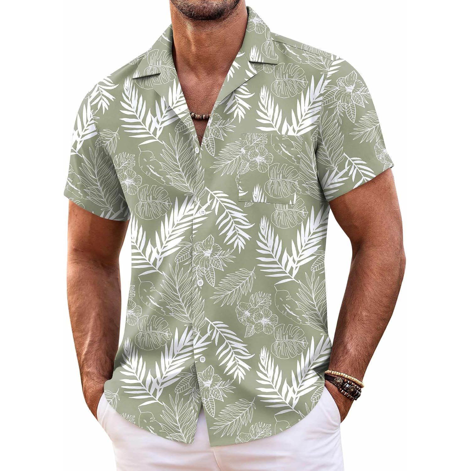 Coofandy Mens Hawaiian Shirt Short Sleeve Floral Button Down Shirts Tropical Summer Beach Shirts Camp Collar Shirt