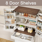 72" Kitchen Pantry Storage Cabinet With Doors And Shelves, Wood Farmhouse Pantry Storage With Barn Doors For Kitchen, Dining Room, Living Room