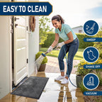 Smiry Front Door Mat Outside Entrance, Heavy Duty Outdoor Indoor Natural Rubber Doormat, Non Slip, Trap Dirt And Moisture, Easy Clean, Low Profile Patio Porch Entryway Mat, 29.5X17, Grey